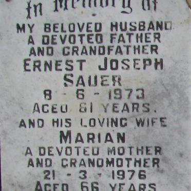 SAUER Ernest Joseph 1912-1973 &amp; Marian 1910-1966