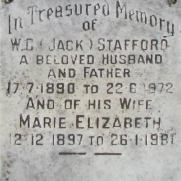 STAFFORD W.C. 1890-1972 &amp; Marie Elizabeth 1897-1981
