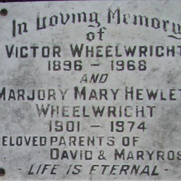WHEELWRIGHT  Victor 1896-1968 &amp; Marjory Mary Hewlett 1901-1974