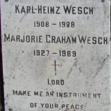 WESCH Karl-Heinz 1908-1988 &amp; Marjorie Graham 1927-1989