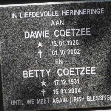 COETZEE Dawie 1926-2002 &amp; Betty 1931-2004