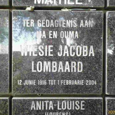 LOMBAARD Wiesie Jacoba 1916-2004