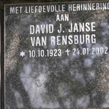 RENSBURG David J., Janse van 1923-2002