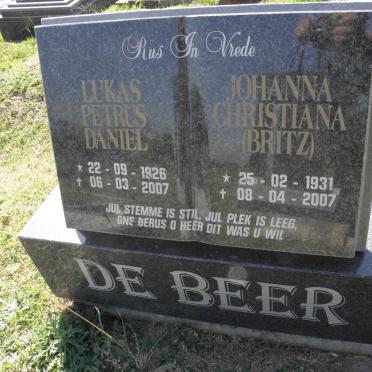 BEER Lukas Petrus Daniel, de 1926-2007 &amp; Johanna Christiana BRITZ 1931-2007