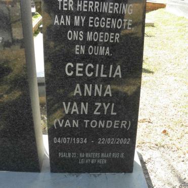 ZYL Cecilia Anna, van nee VAN TONDER 1934-2002