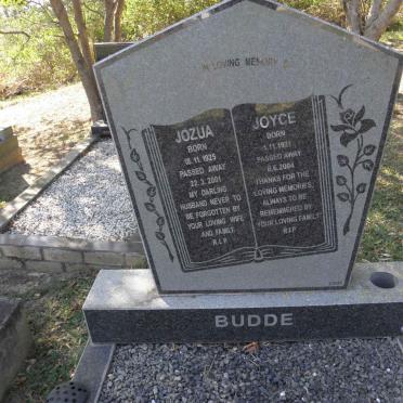 BUDDE Jozua 1925-2001 &amp; Joyce 1931-2004