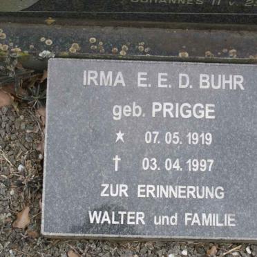 BUHR Irma E.E.D. nee PRIGGE 1919-1997