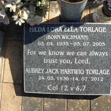TORLAGE Aubrey Jack Hartwig 1936-2012 &amp; Hilda Lora Ella WICHMANN 1935-2005