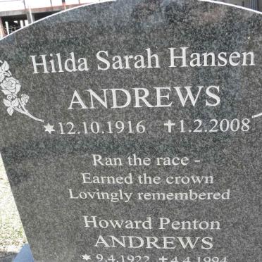 ANDREWS Howard Penton 1922-1994 &amp; Hilda Sarah Hansen 1916-2008