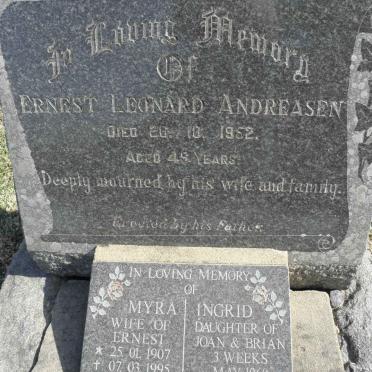 ANDREASEN Ernest Leonard -1952 &amp; Myra 1907-1995 :: ANDREASEN Ingrid -1960