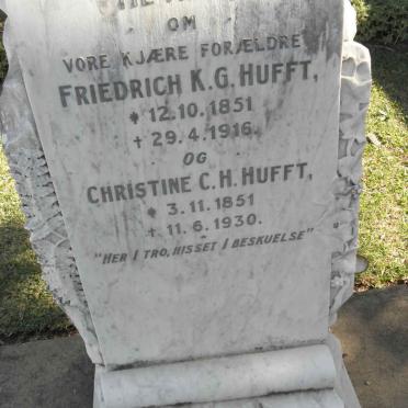 HUFFT Friedrich K.G. 1851-1916 &amp; Christine C.H. 1851-1930