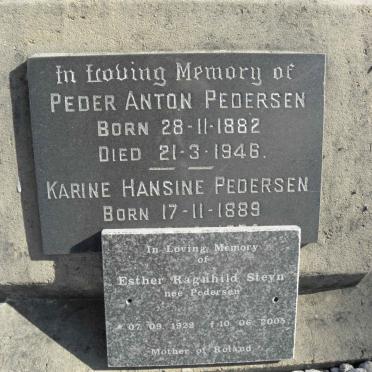 PEDERSEN Peder Anton 1882-1946 &amp; Karine Hansine 1889-? :: STEYN Esther Ragnhild nee PEDERSEN 1922-2005
