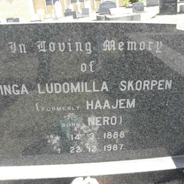 SKORPEN Inga Ludomilla formerly HAAJEM nee NERO 1888-1987