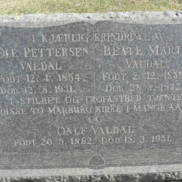 VALDAL Ole Pettersen 1854-1931 &amp; Beate Marta 1855-1932 :: VALDAL Oalf 1882-1951