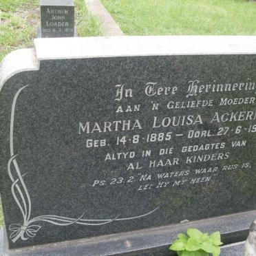 ACKERMAN Martha Louisa 1885-1969