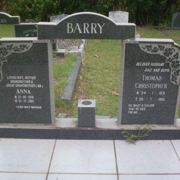 BARRY Thomas Christopher 1931-1985 &amp; Anna 1938-2003