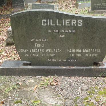 CILLIERS Johan Frederik Weilbach 1904-1972 &amp; Paulina Margreta 1904-1987