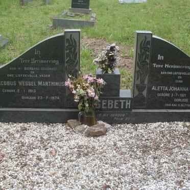 ETSEBETH Jacobus Wessel Marthinus 1913-1974 &amp;  Aletta Johanna Catharina 1921-2007