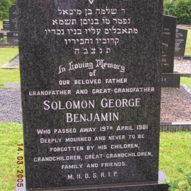 BENJAMIN Solomon George -1981