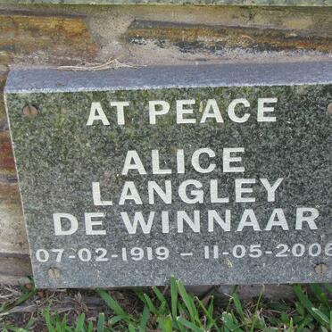 WINNAAR Alice Langley, de 1919-2006