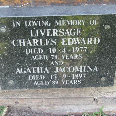 LIVERSAGE Charles Edward -1977 &amp; Agatha Jacomina -1997
