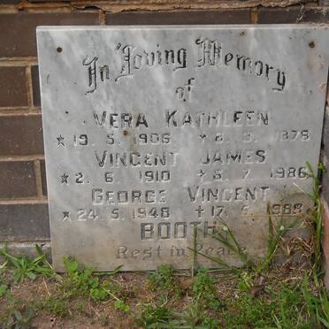 BOOTH George Vincent 1948-1988 &amp; Vera Kathleen 1905-1978