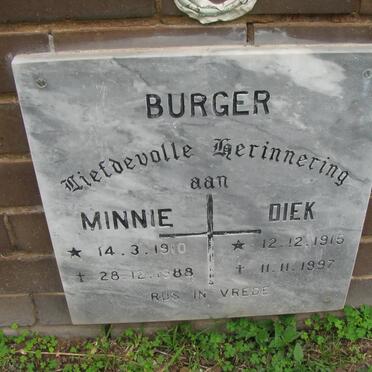 BURGER Diek 1915-1997 &amp; Minnie 1910-1988