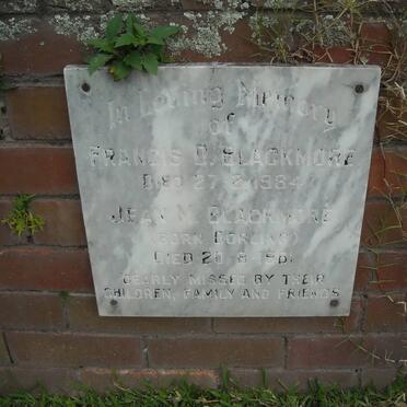 BLACKMORE Francis D. -1984 &amp; Jean M. DORLING -1981