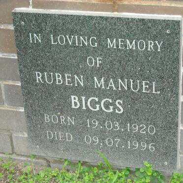 BIGGS Ruben Manuel 1920-1996