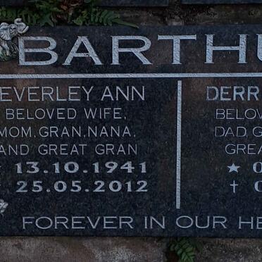 BARTHUS Derrick George 1940-2021 & Beverley Ann 1941-2012
