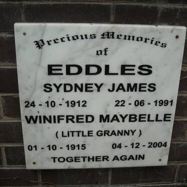 EDDLES Sydney James 1912-1991 &amp; Winifred Maybelle 1915-2004