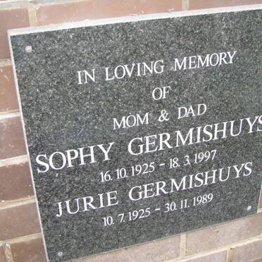 GERMISHUYS Jurie 1925-1989 &amp; Sophy 1925-1997