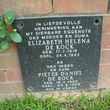 KOCK Pieter Daniel, de 1923-1994 &amp; Elizabeth Helena 1916-1983