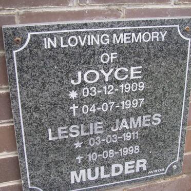 MULDER Leslie James 1911-1998 &amp; Joyce 1909-1997
