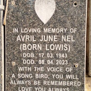 NEL Avril June nee LOWIS 1943-2023