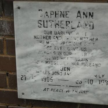 SUTHERLAND Daphne Ann 1905-1987