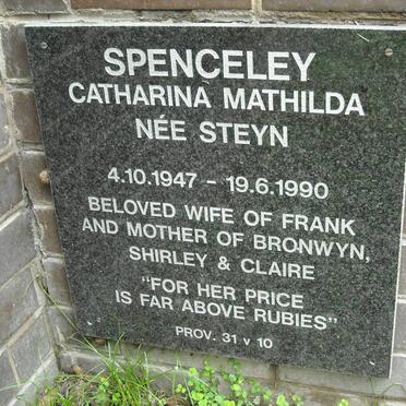 SPENCELEY Catharina Mathilda nee STEYN 1947-1990