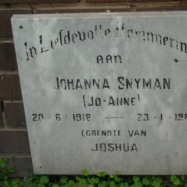 SNYMAN Johanna 1918-1987