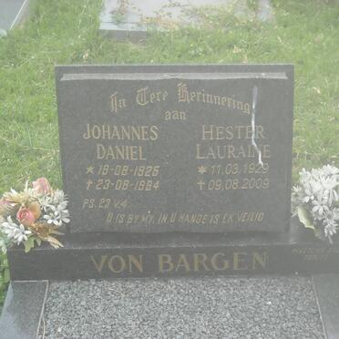 BARGEN Johannes Daniel, von 1925-1994 &amp; Hester Lauraine 1929-2009