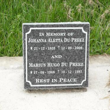 PREEZ Marius Hugo, du 1968-1987 :: DU PREEZ Johanna Aletta 1928-2008