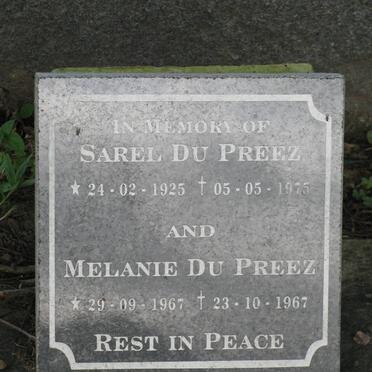 PREEZ Sarel, du 1925-1975 :: DU PREEZ Melanie 1967-1967