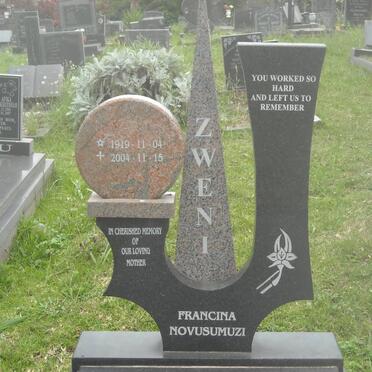 ZWENI Francina Novusumuzi 1919-2004
