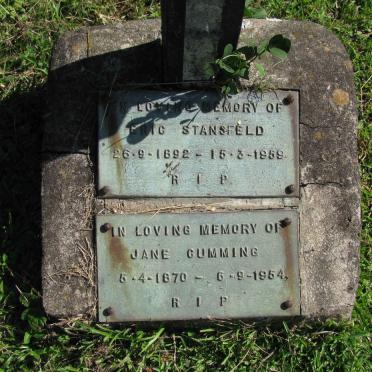 STANSFELD Eric 1892-1959 :: CUMMING Jane 1870-1954 