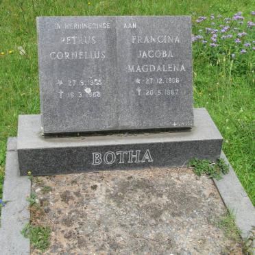 BOTHA Petrus Cornelius 1905-1988 &amp; Francina Jacoba Magdalena 1906-1987