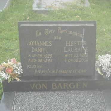 BARGEN Johannes Daniel, von 1925-1994 &amp; Hester Lauraine 1929-2009