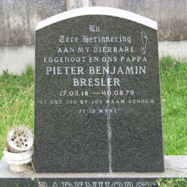 BADENHORST Pieter Benjamin Bresler 1918-1979 :: ? Bresler 1954-2000