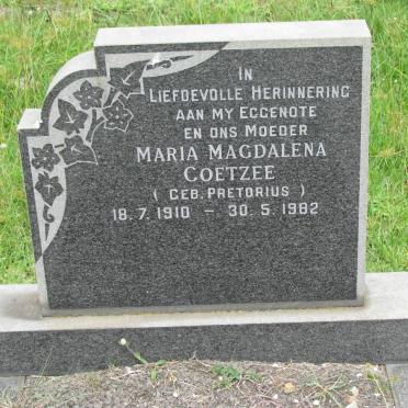 COETZEE Maria Magdalena nee PRETORIUS 1910-1982