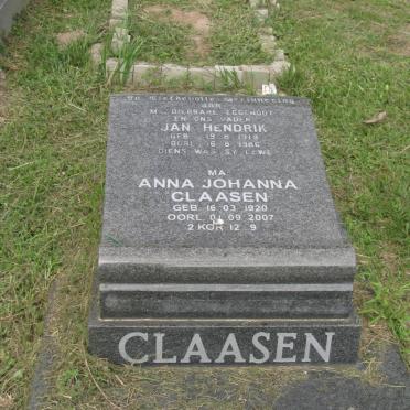 CLAASEN Jan Hendrik 1919-1986 &amp; Anna Johanna 1920-2007