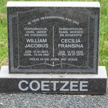 COETZEE William Jacobus 1923-1997 &amp; Cecilia Fransina 1926-2010