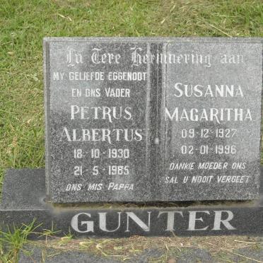 GUNTER Petrus Albertus 1930-1985 &amp; Susanna Magritha 1927-1996